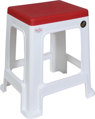 Petals MegaPlush Stool Outdoor & Cafeteria Stool(Red, White, Pre-assembled)