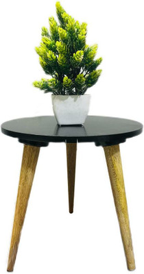 Deimos Wooden Round Stool for Multipurpose Use,Beautiful Wooden Antique Side Table Engineered Wood Nesting Table(Finish Color - BLACK, Set of - 1, Pre-assembled)