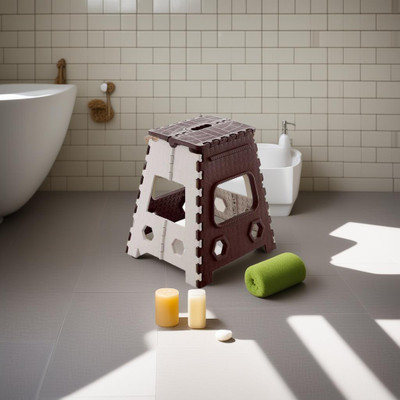 AD POINT Stool(Brown, White, Pre-assembled)