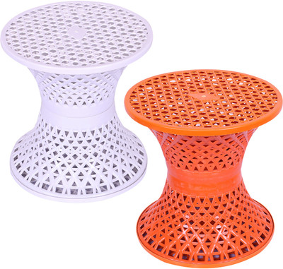 KUBER INDUSTRIES Plastic Mesh Damroo Seating Stool|Both Sided Stool for Guestroom|Pack of2| Stool(Multicolor, Pre-assembled)