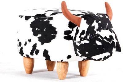 24x7eMall Cow Ride-On Ottoman Footrest Stool Stool(White, Pre-assembled)