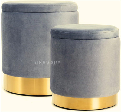 RIBAVARY Poufs Ottomans Stool Stool(Grey, Pre-assembled)