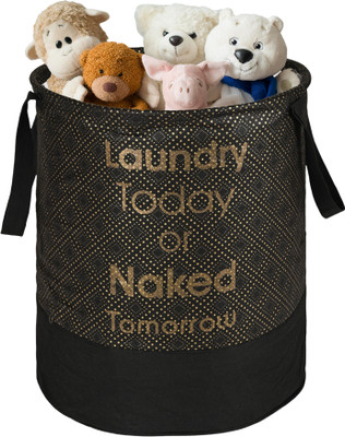KUBER INDUSTRIES Cotton Dots Foldable 45L Toys Organizer for Kids Room | Black & Gold Storage Basket(Pack of 1)