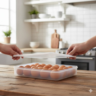 MAXTID Plastic 24 Grid Egg Box Modern Refrigerator Organizer Storage Basket(Pack of 1)