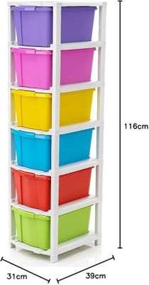 Anushthan Plastic 6 Compartments Modular Storage Drawer Kitchen Rack Plastic Drawer Storage Basket(Pack of 6)