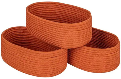 ARSHTAG Cotton Cotton Storage Gift Basket case for Closet Packing Organizer Box Jute Basket Storage Basket(Pack of 3)