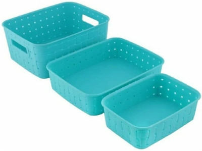 AtoZ Plastic Multipurpose smart shelf Plastic Basket Set of 3 Storage Basket(Pack of 1)