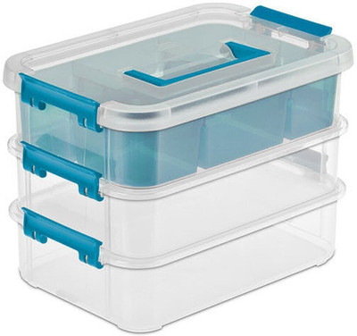 Kovea 3 Compartments plastic Basket/Storage Box ,Office Stationery Supplies(White)