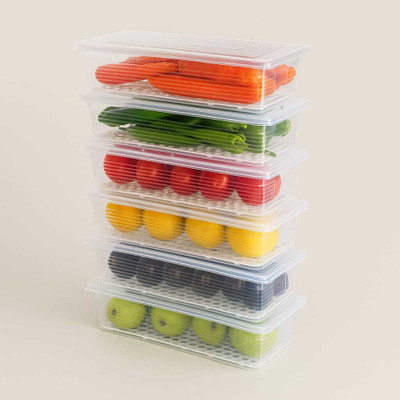Etofli Plastic Airtight Food Storage Containers | Leakproof Plastic Fridge Organizer Boxes Storage Basket(Pack of 6)