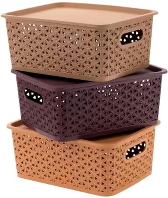 DXDT Plastic Plastic(set of 3) Storage Box Organisers Multipurpose Solitaire Storage Basket Storage Basket(Pack of 3)