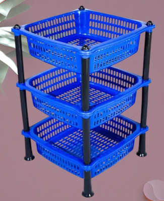 VYOM ENTERPRISE Plastic multistack pro 3 Storage Basket(Pack of 1)