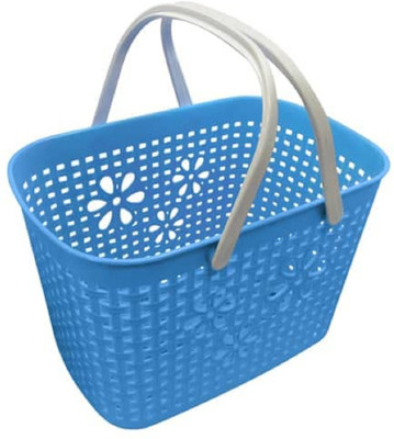 PuthaK Plastic Blue Plastic Trendy Shopping Solid Storage Basket Storage Basket(Pack of 1)