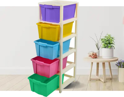 TILOTOP Plastic 5 Compartments STONE MODULAR DRAWER SYSTEM MULTI PURPOSE STORAGE BOX BASKET Storage Basket(Pack of 5)