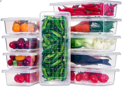 M9Gi Plastic 10pcs Fridge Storage Basket Box Freezer Containers Food Dry Fruit Vegetable 1.5L Storage Basket(Pack of 10)