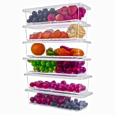 VM BOND Plastic Fridge Container  - 1500 ml(Pack of 6, Clear)
