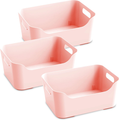 KOLORR Plastic Medium Jolly Basket Storage Basket(Pack of 3)