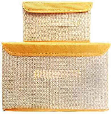 ASIFA Nylon Foldable Storage Box With Lid Storage Box for Wardrobe Clothes, Toy Storage Storage Basket(Pack of 2)
