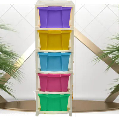 NAUSIGN Plastic 5 Compartments STONE MODULAR DRAWER SYSTEM MULTI PURPOSE STORAGE BOX BASKET Storage Basket(Pack of 5)