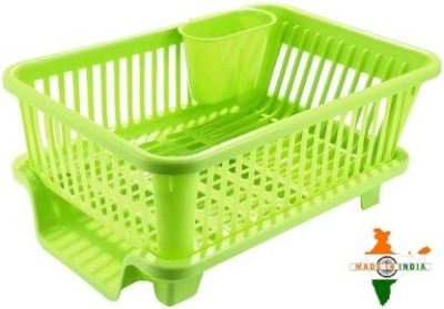 DN BROTHERS Plastic 3 in 1 Large Durable Plastic Dish Rack Washing Holder Basket Organizer(BLUE) Storage Basket(Pack of 1)
