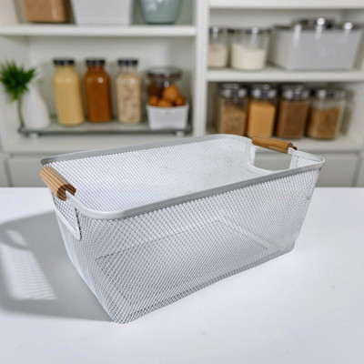 stor Steel Open Space-Saving Design for Home & Office Mesh Storage Basket(Pack of 1)