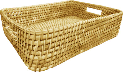 Das Departmental Store Wooden 40 x 30 x 10 Cm Big Rattan material | Cosmetics, Stationary & Kitchen Storage Basket(Pack of 1)