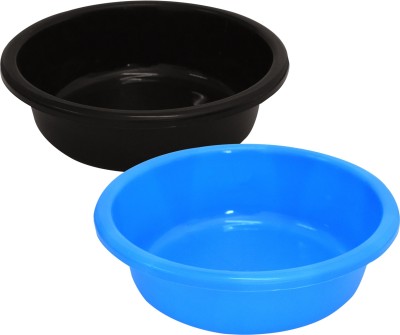 KUBER INDUSTRIES Plastic Unbreakable Plastic Multiuses Basket ,6 Ltr-Pack of 2 (Black & Blue) Storage Basket(Pack of 2)