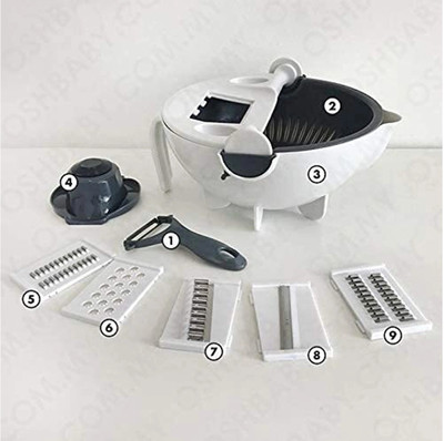 s.m.mart by S.M. MART Wet Basket Vegetable Cutter - Multi-Function Vegetable Cutter with Drain Basket Vegetable & Fruit Grater & Slicer(1)