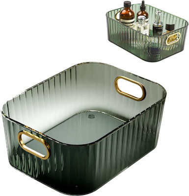 BE Plastic Makeup Organizer Bathroom Organizer Skin Care Organizer Storage Box (Green) 001 Storage Basket(Pack of 1)