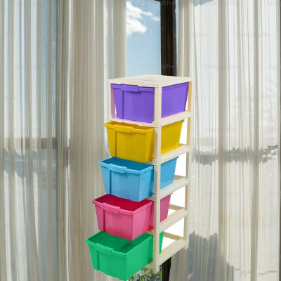 anueshth Plastic 5 Compartments STONE MODULAR DRAWER SYSTEM MULTI PURPOSE STORAGE BOX BASKET Storage Basket(Pack of 5)