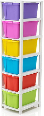 Plasture 6 Compartments Large Modular Drawer Kitchen Rack Drawer for Toy Clothes Drawer Divider(Plastic)