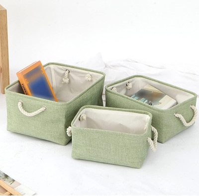 KUBER INDUSTRIES Polyester 3 Piece Foldable Storage Basket With Handle For Home (Green) Storage Basket(Pack of 3)