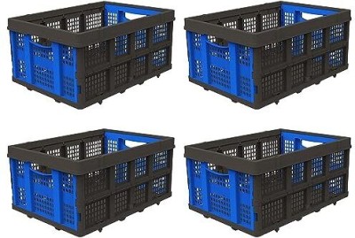 Cheston Plastic Portable Collapsible Crate-Heavy-Duty, 25Kg Capacity ( 56 x 41 x 27 cm) Storage Basket(Pack of 4)