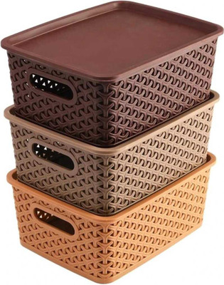 GROTHEORY Plastic Storage Basket(Pack of 3)