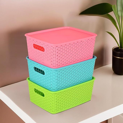 kinjal Plastic Storage Basket(Pack of 3)