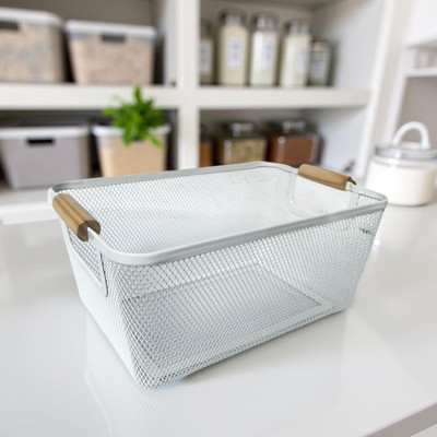 stor Steel Mesh Storage Basket – Durable Metal, Open Design for Easy Access & Space Saving Storage Basket(Pack of 1)