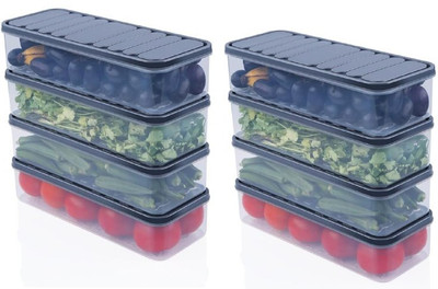 insew Plastic Fridge Container  - 1250 ml(Pack of 8, Black)