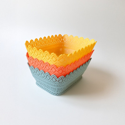 Avento mart Plastic Plastic Storage Baskets | Multipurpose for Kitchen, Toys, Stationery, Fruits Storage Basket(Pack of 3)