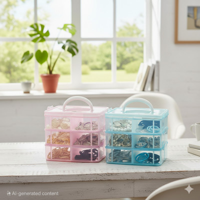 MAXTID Plastic 6 layer Durable Plastic Organizer with Adjustable Dividers Storage Basket(Pack of 1)