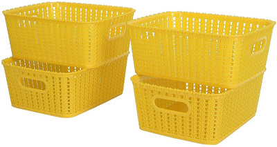 Cutting EDGE Plastic Multipurpose Sturdy Storage Baskets for Cosmetics, Office, Vegetable (Small) Storage Basket(Pack of 4)