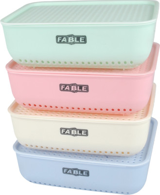 FABLE Plastic Set Of 4 Pc Croma New Big Size Multipurpose Smart Basket Storage Basket Storage Basket(Pack of 4)