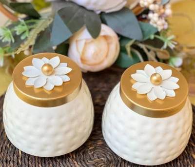 Hithika creation Iron Metal Pickle and Spices Storage Jars (Set of 2) | Dry Fruit Storage Containers Storage Basket(Pack of 2)