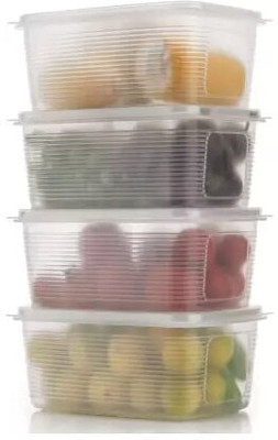 Zigmo Plastic Fridge Container  - 2000 ml(Pack of 4, Clear)