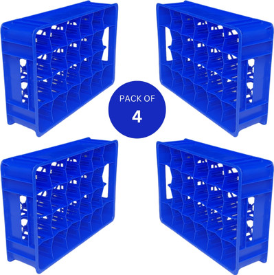 Singhal Plastic 4 Pcs Multipurpose Rectangular Storage Box Bottle Crates 440x300x100 MM Storage Basket(Pack of 4)