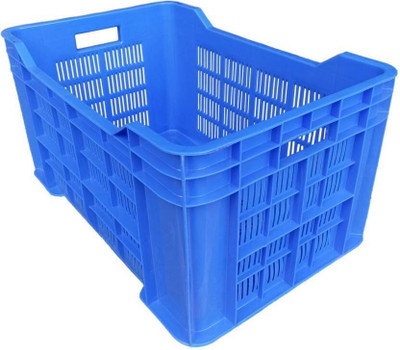 MPL Plastic Heavy Plastic Multipurpose Rectangular Storage Box Jali Blue Crate 54x36x29CM 1P Storage Basket(Pack of 1)