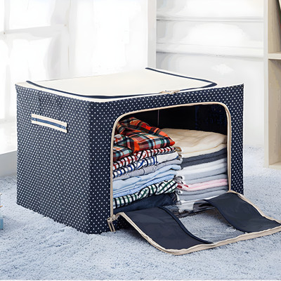 FUELBYTE Polyester 66 Liter Foldable Clothes Storage Box Stackable Organizer Bag with Zipper Storage Basket(Pack of 1)