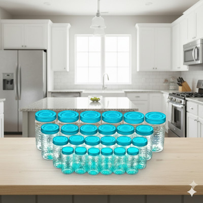 MAXTID Plastic Leakproof and Airtight 24-Piece Food Storage Jar Set Storage Basket(Pack of 24)
