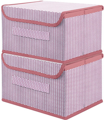 DIVINE Nylon Drawer Storage Box | Zig Zag Dhakkan | Non-Woven Clothes Organizer For Toys Storage Basket(Pack of 2)