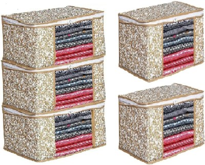 STARKENDY Polyester Premium Quality Saree Cover Storage Bags for Clothes Organizer Wardrobe Storage Basket(Pack of 5)