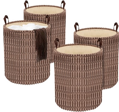 KUBER INDUSTRIES Jute, Polypropylene Pack of 4 Versatile 43 Ltr Clothes Basket with Carry Handles | GM-16-TAN | Tan Storage Basket(Pack of 4)