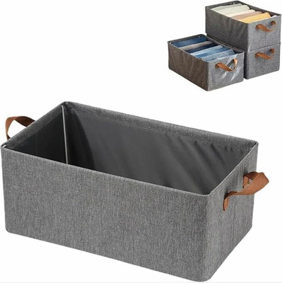 ZUCUR Cotton c Storage Box with Handles Shelf Basket 26 liter storag box Storage Basket(Pack of 3)